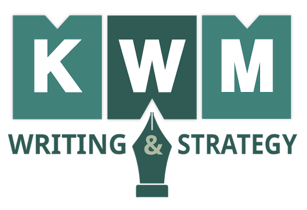 The logo for KWM Writing & Strategy company.